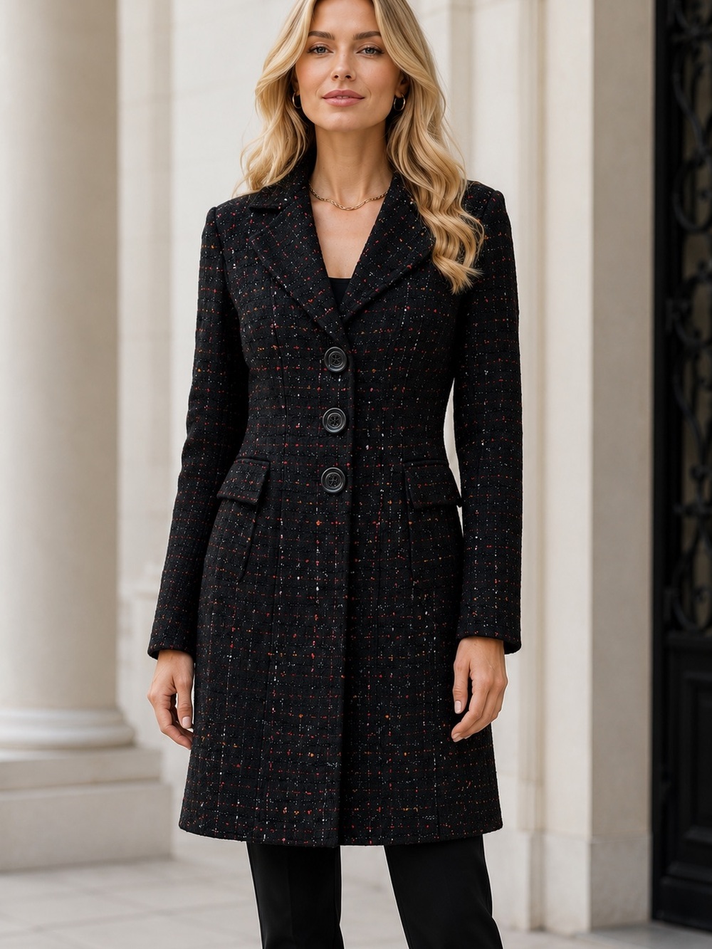 Cache Black Tweed Coat